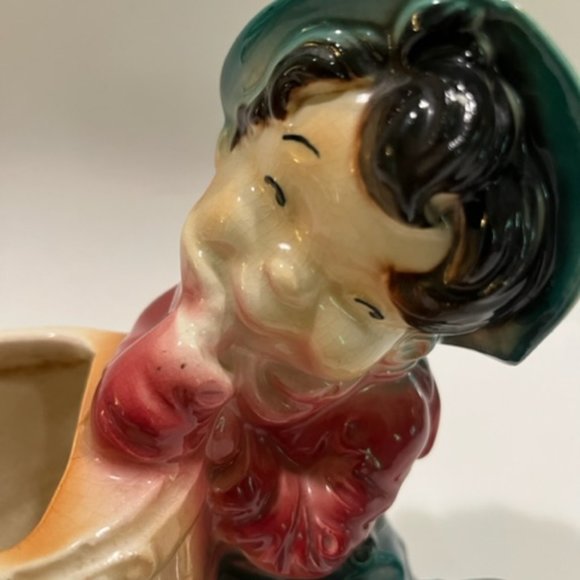 Royal Copley Ceramic MCM Boy with barrel mini planter Vintage **READ** - Picture 2 of 6